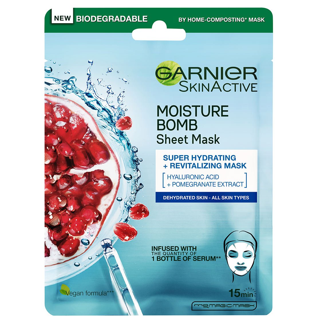 SkinActive Moisture Bomb Sheet Mask med granatæble ekstrakt